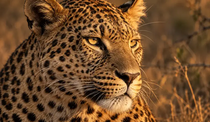 Photographie animalière en gros plan, sous une lumière naturelle chaleureuse, prête pour une retouche détaillée