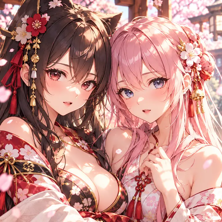 Deux personnages expressifs de style anime dans une illustration numérique aux couleurs douces